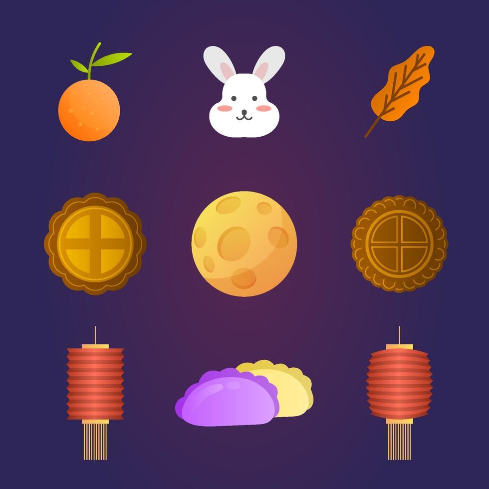 Mid Autumn Chuseok Festivity Element Collection vector