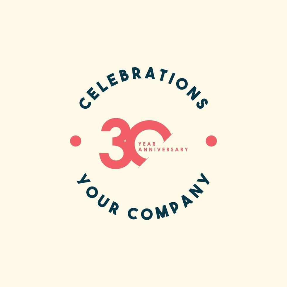 30 Years Anniversary Celebration Vector Template Design Illustration