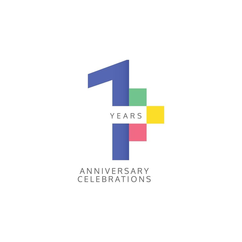 Ilustración de diseño de plantilla de vector de celebración de aniversario de 1 año