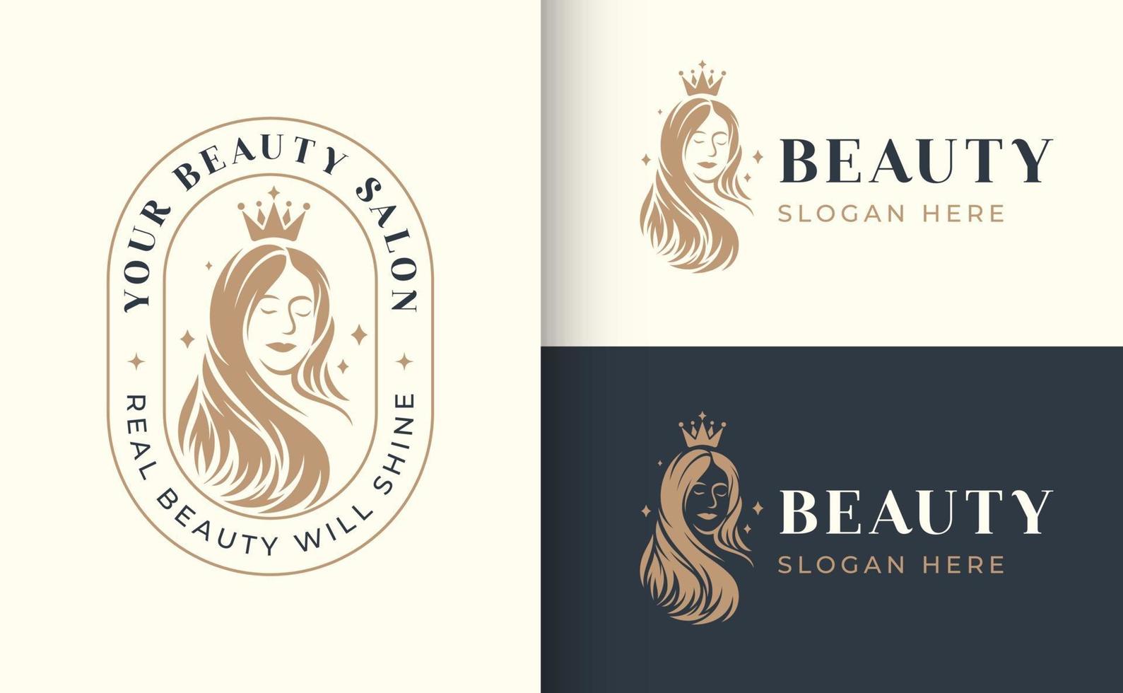 woman hair salon logo design vector