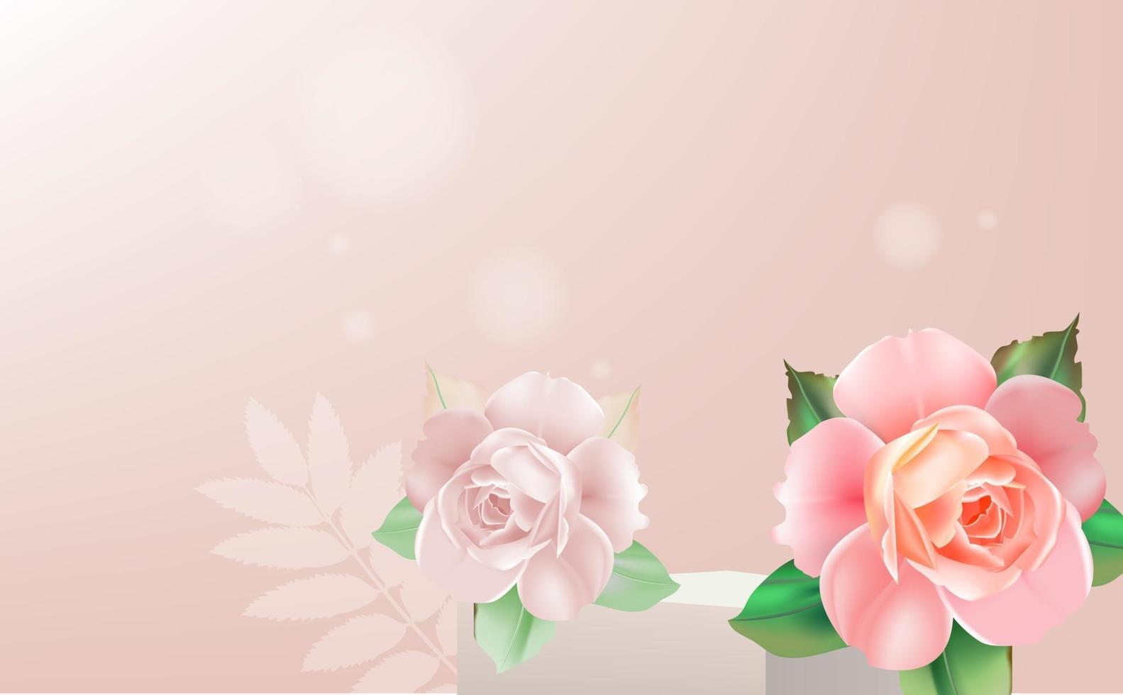 display stand decorated with roses vector