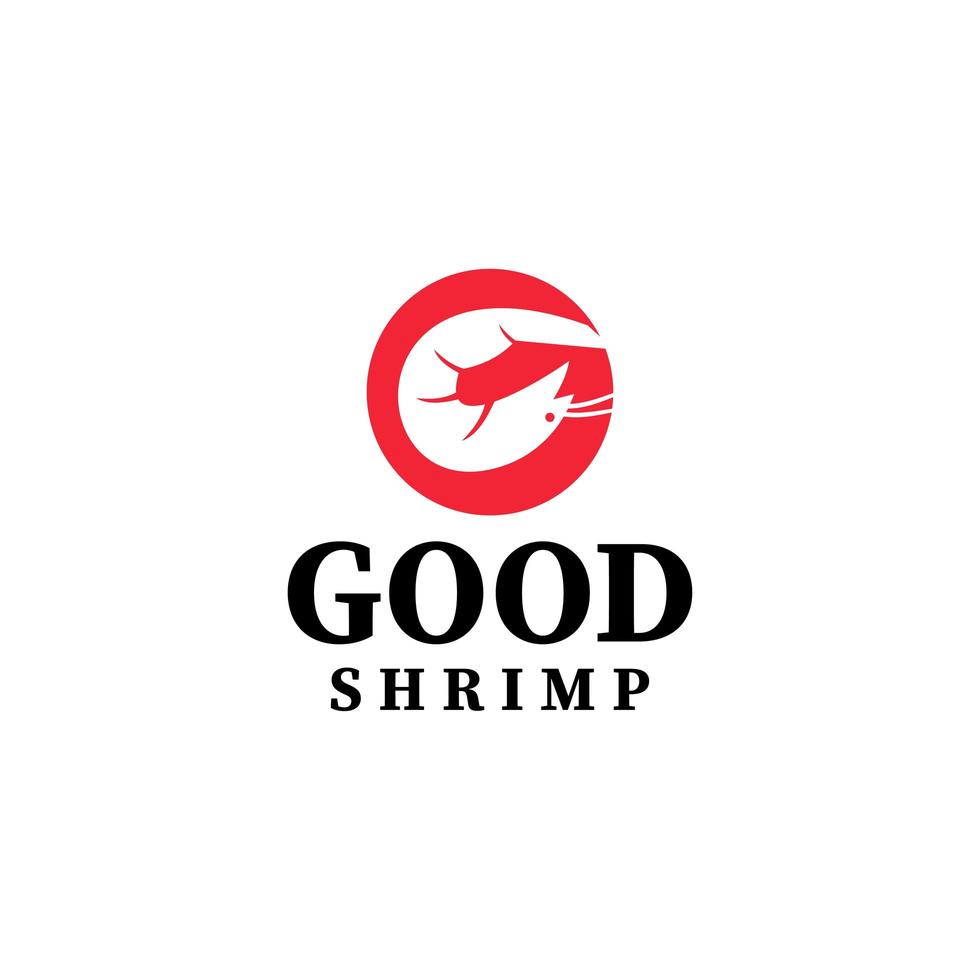 Ilustración de diseño de comida de mar de logotipo de comida de camarón. vector