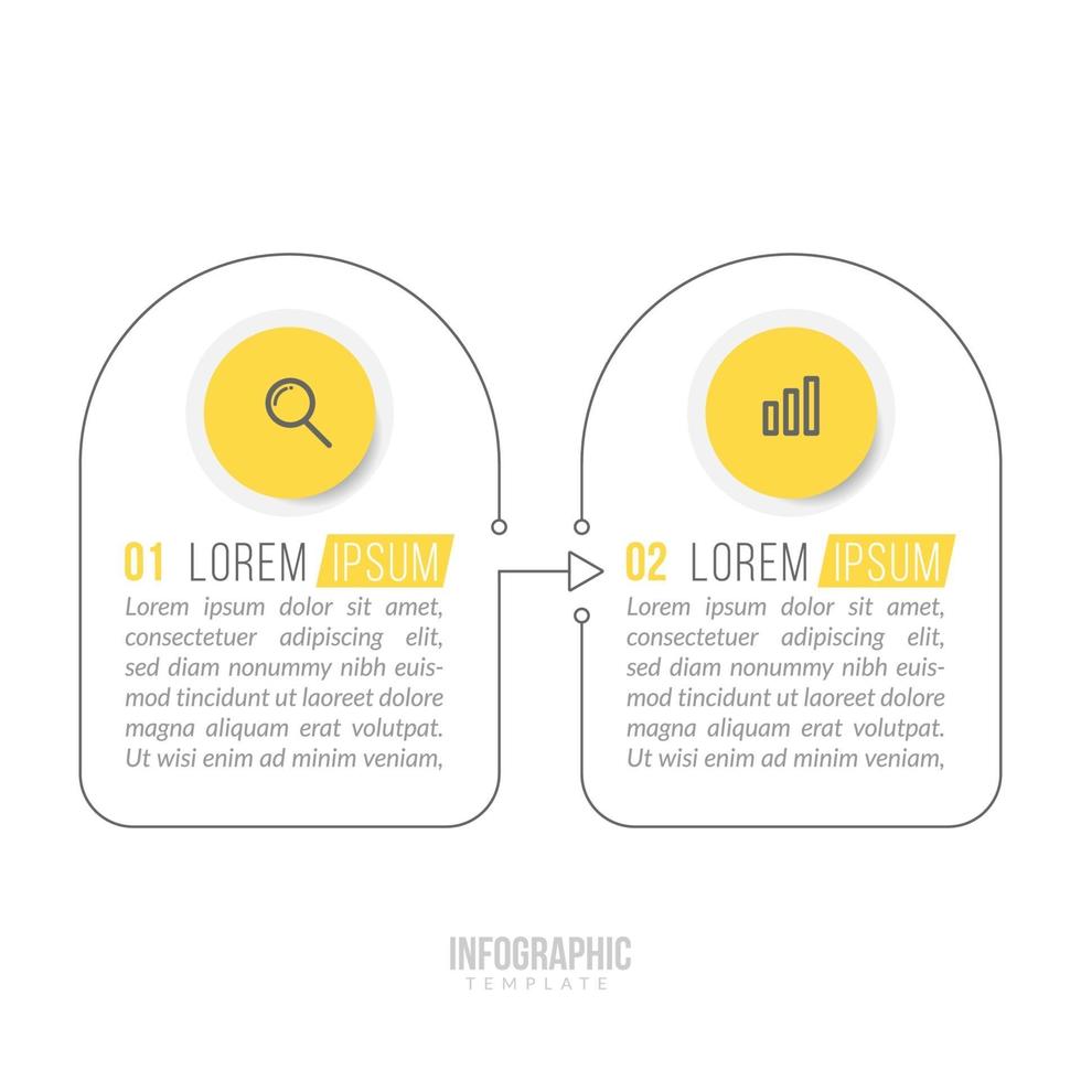 Plantilla de infografía empresarial con 2 pasos. vector