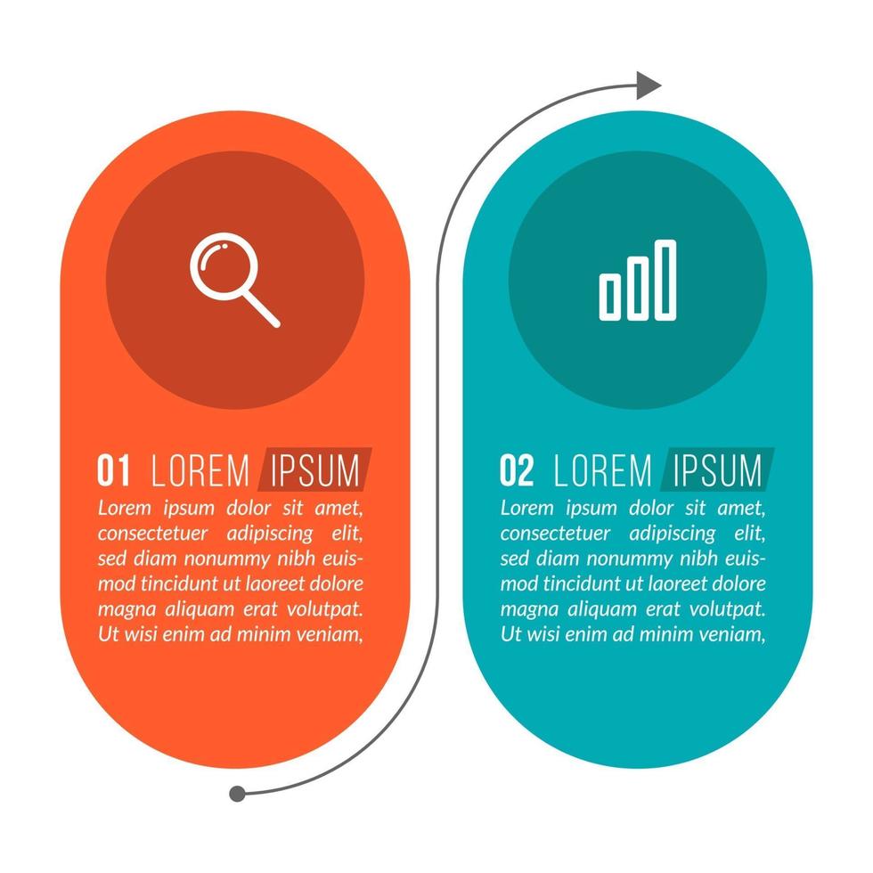 Plantilla de infografía empresarial con 2 pasos. vector