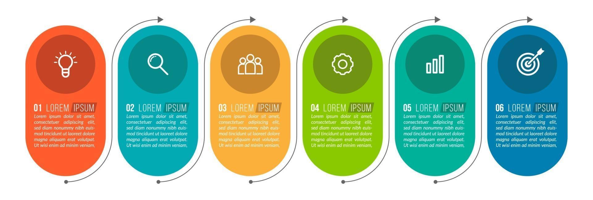 Plantilla de infografía empresarial con 6 pasos. vector