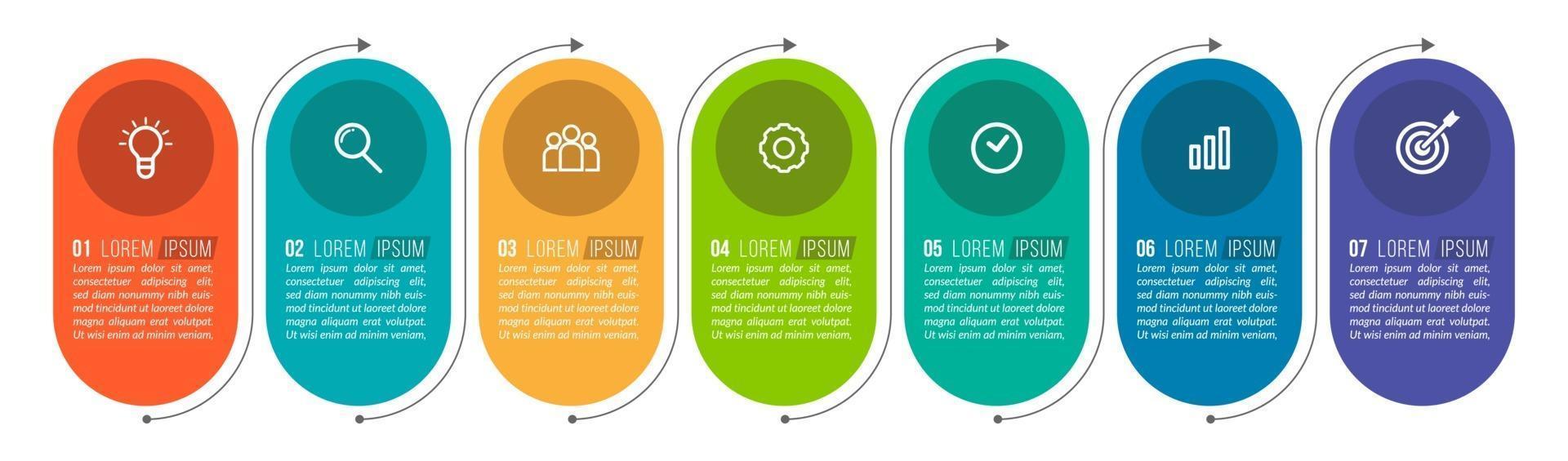 Plantilla de infografía empresarial con 7 pasos. vector