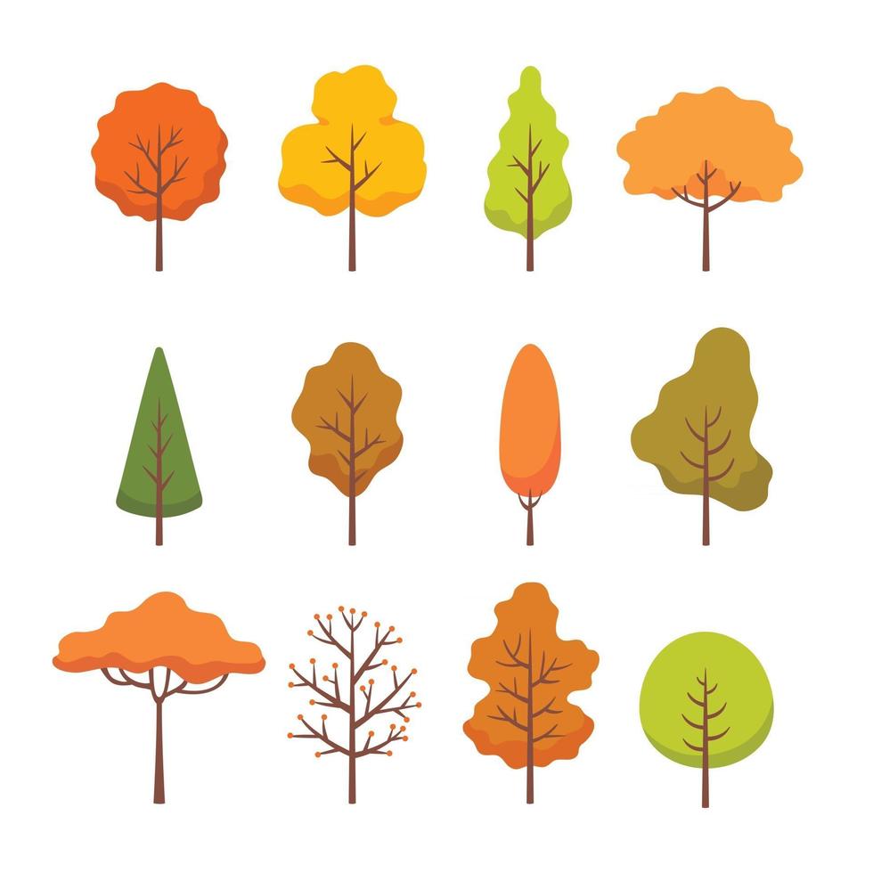 colección de diferentes árboles de otoño. vector