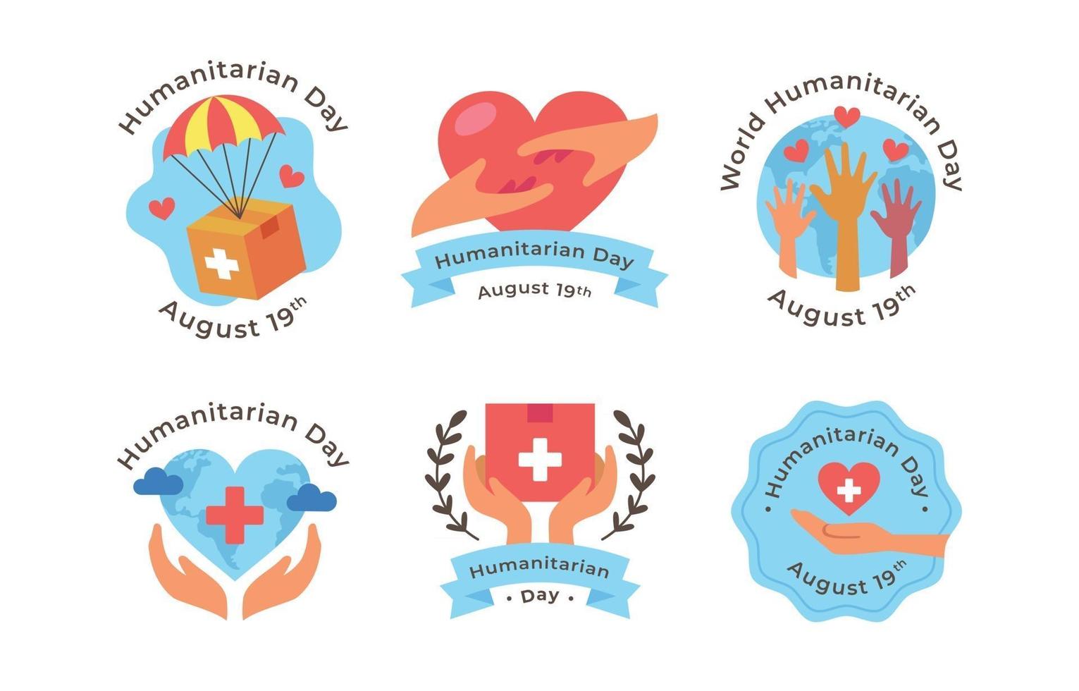 Humanitarian Day Sticker Set vector