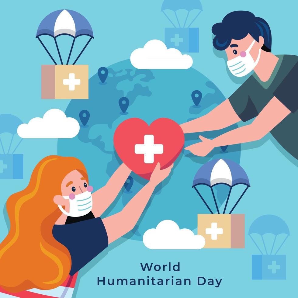 celebrando el día mundial de la ayuda humanitaria vector