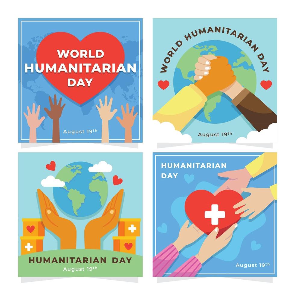 tarjetas de celebración del día humanitario vector