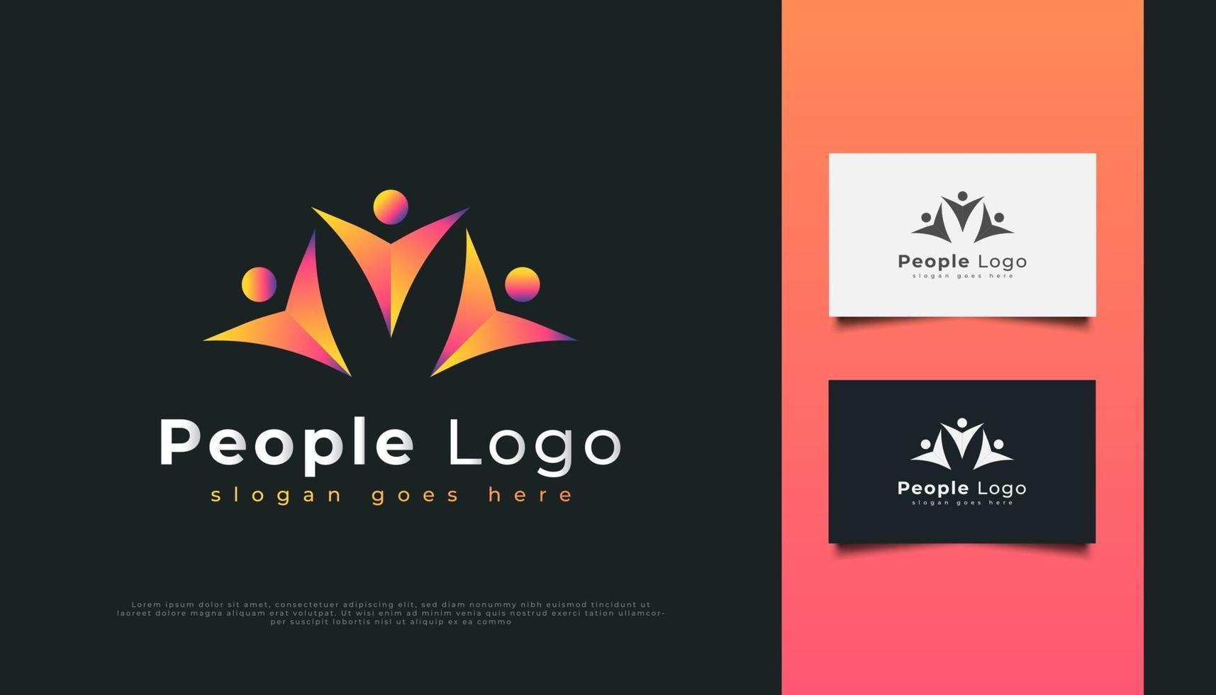 diseño de logotipo de personas coloridas vector