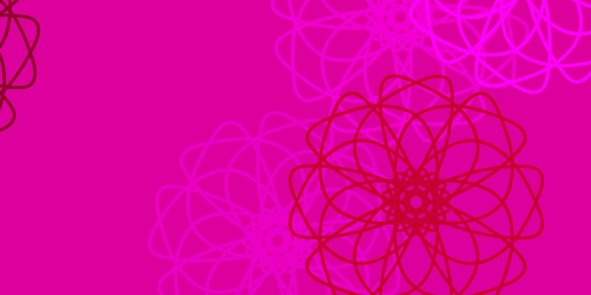 plantilla de doodle de vector rosa claro con flores.