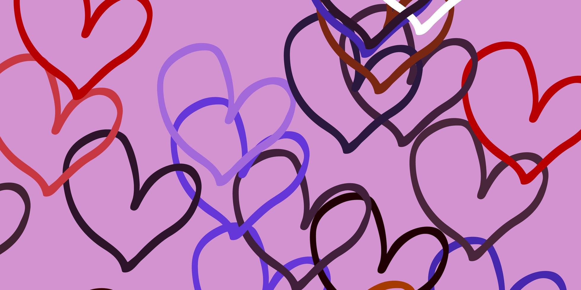 Light Purple, Pink vector background with Shining hearts.