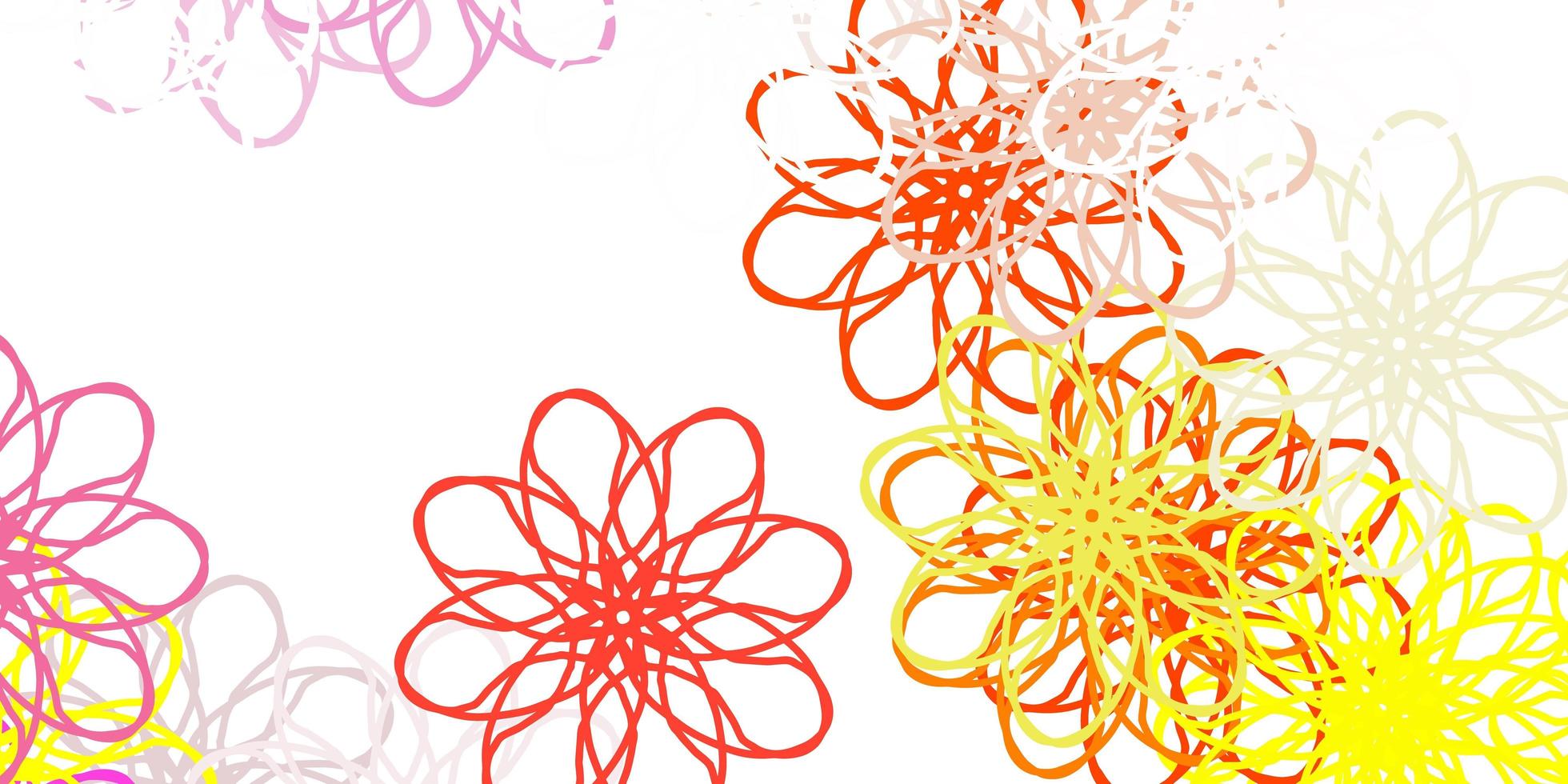 Light Pink, Yellow vector doodle background with flowers.