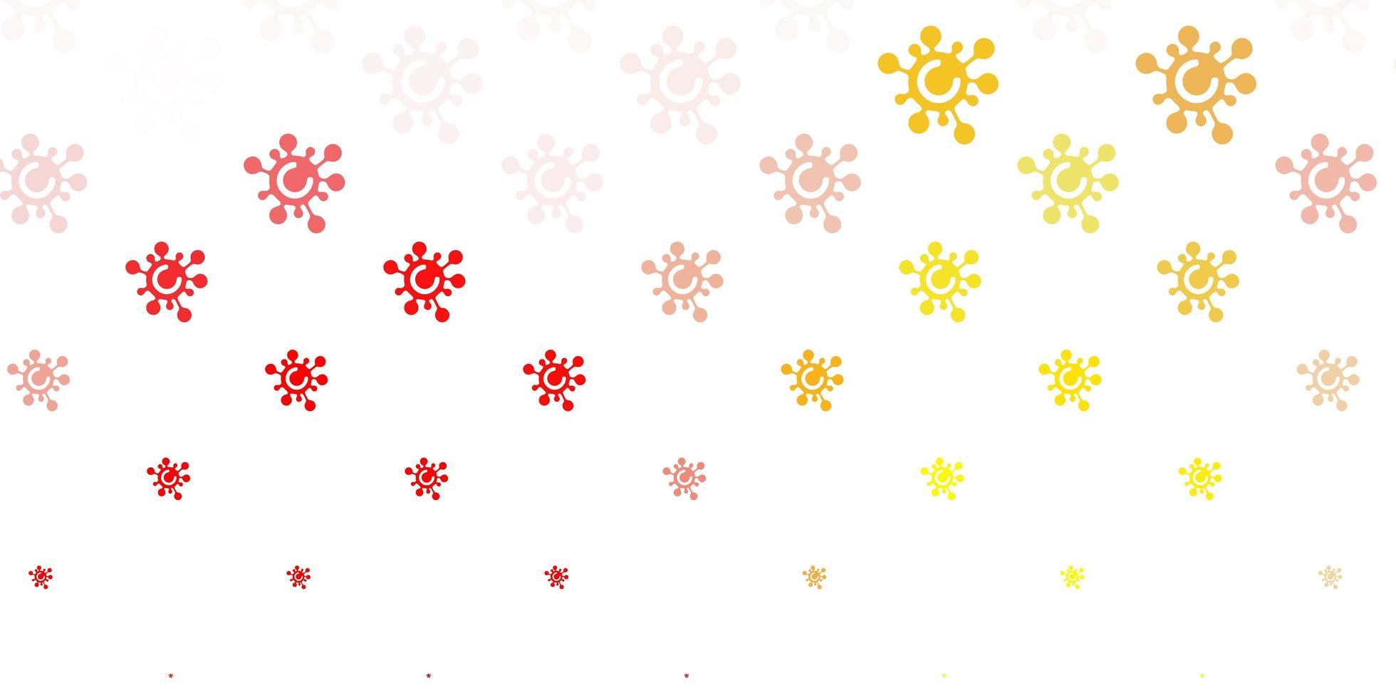 Light Red, Yellow vector background with covid-19 symbols.