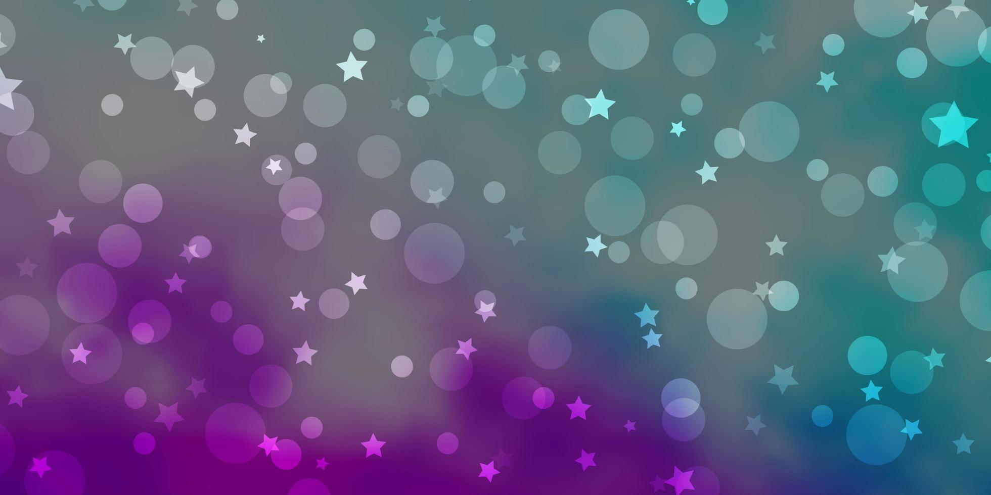 Light Pink, Blue vector background with circles, stars.