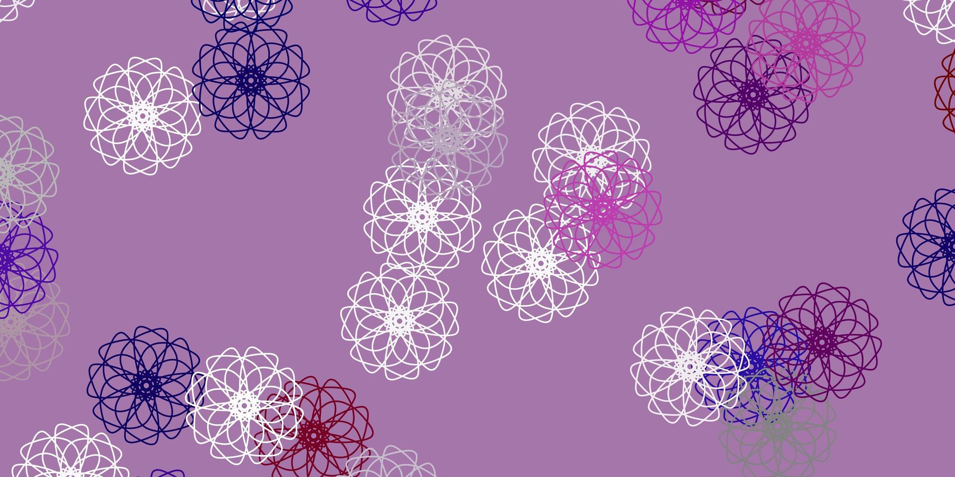 Fondo de doodle de vector rosa claro, rojo con flores.