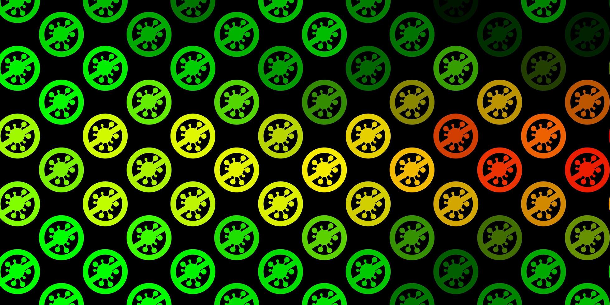 Dark Green, Yellow vector background with covid-19 symbols.