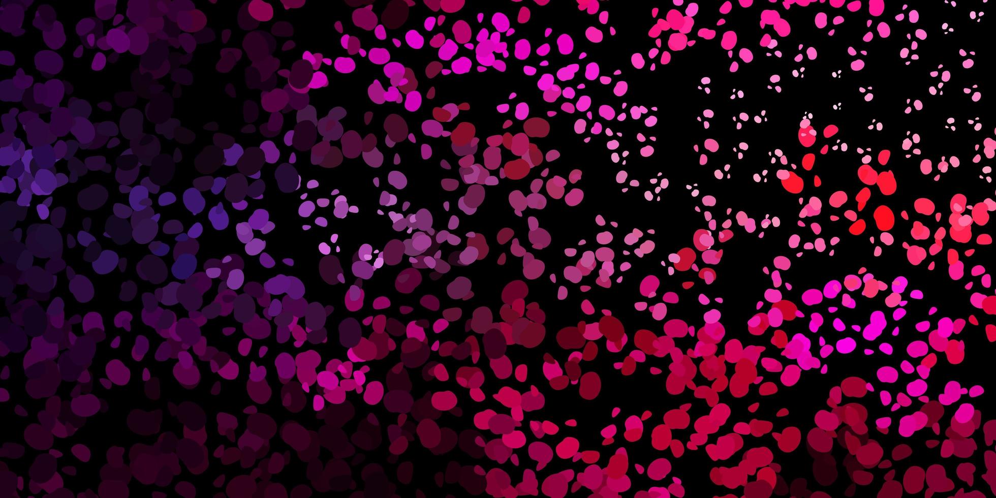 Dark purple, pink vector background with random forms.