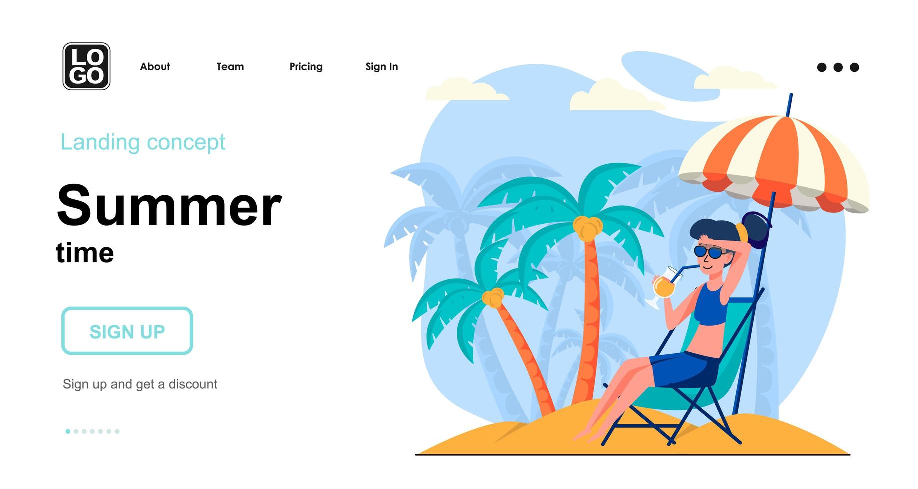 Summer time web concept vector