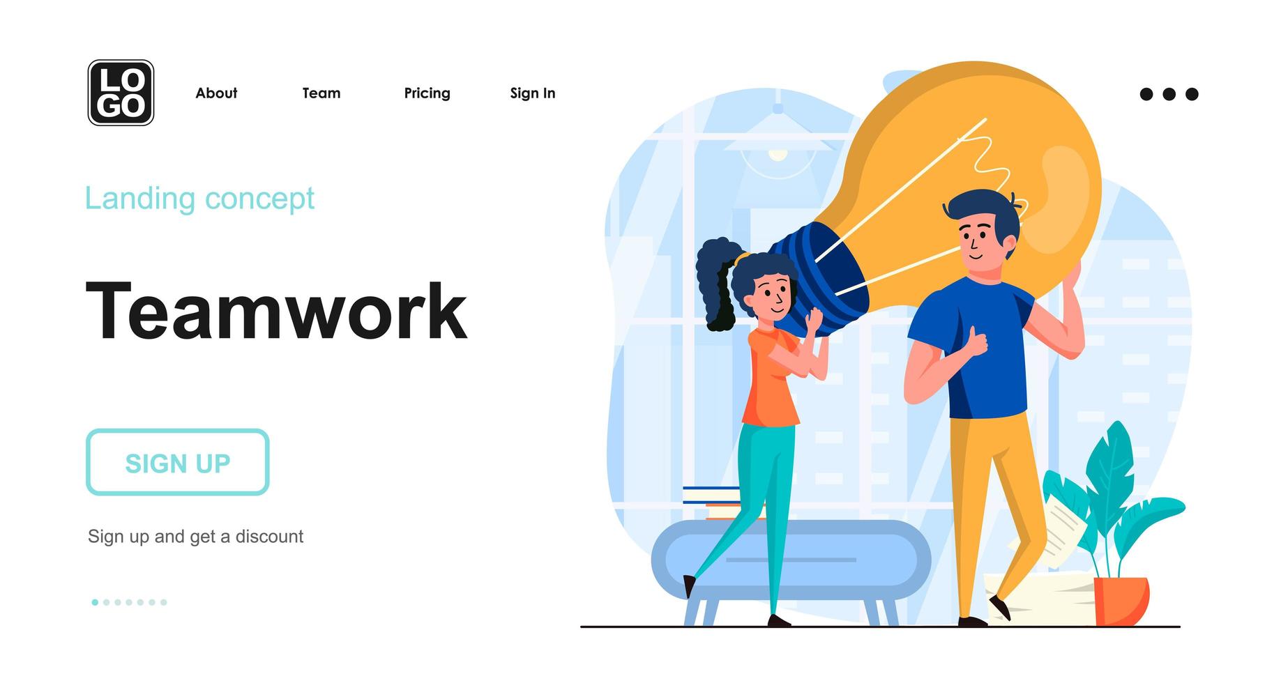 Teamwork web concept vector