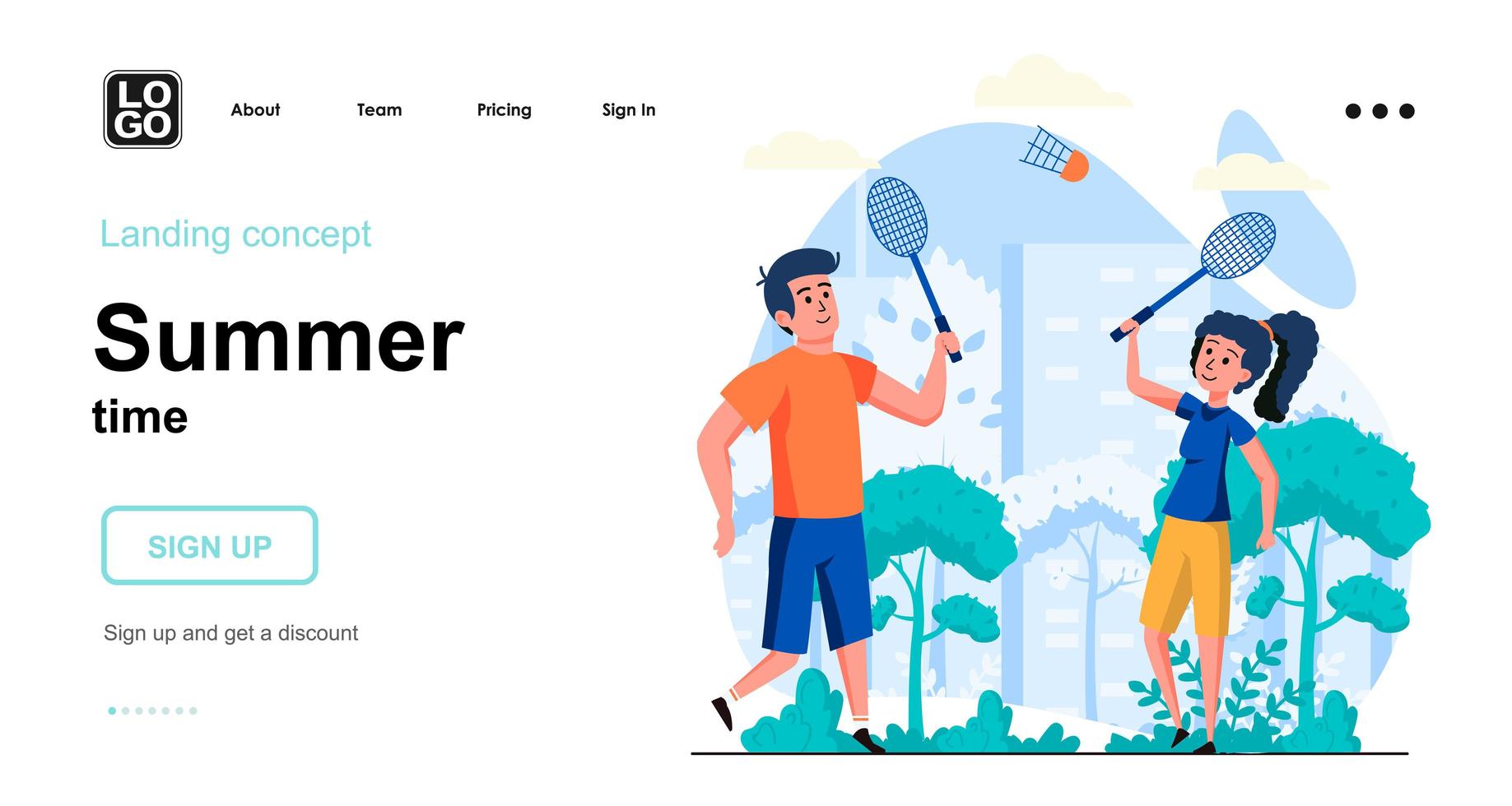 Summer time web concept vector