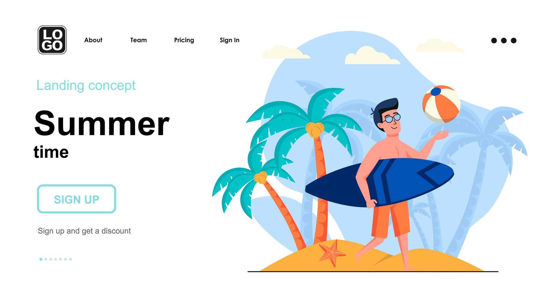 concepto web de horario de verano vector