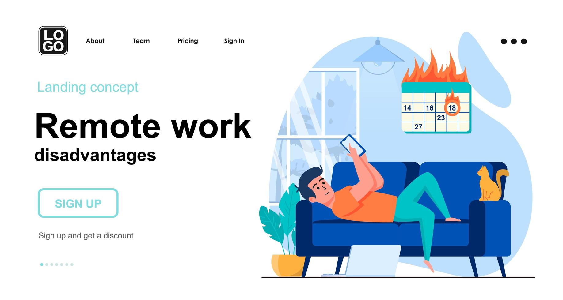 Remote work disadvantages web concept vector