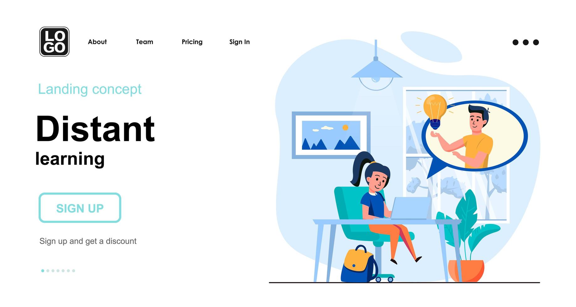Distant learning web concept vector