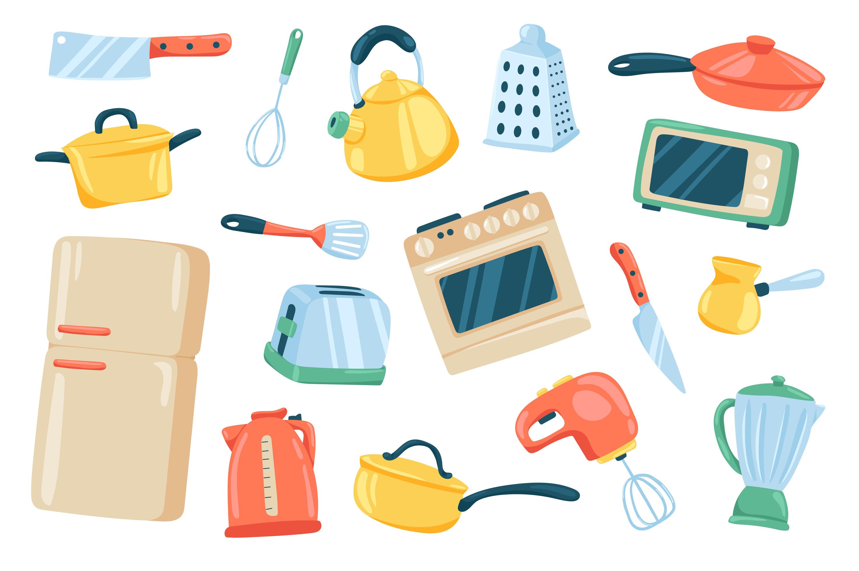 Kitchen utensil cute stickers isolated set 3033607 Vector Art at Vecteezy