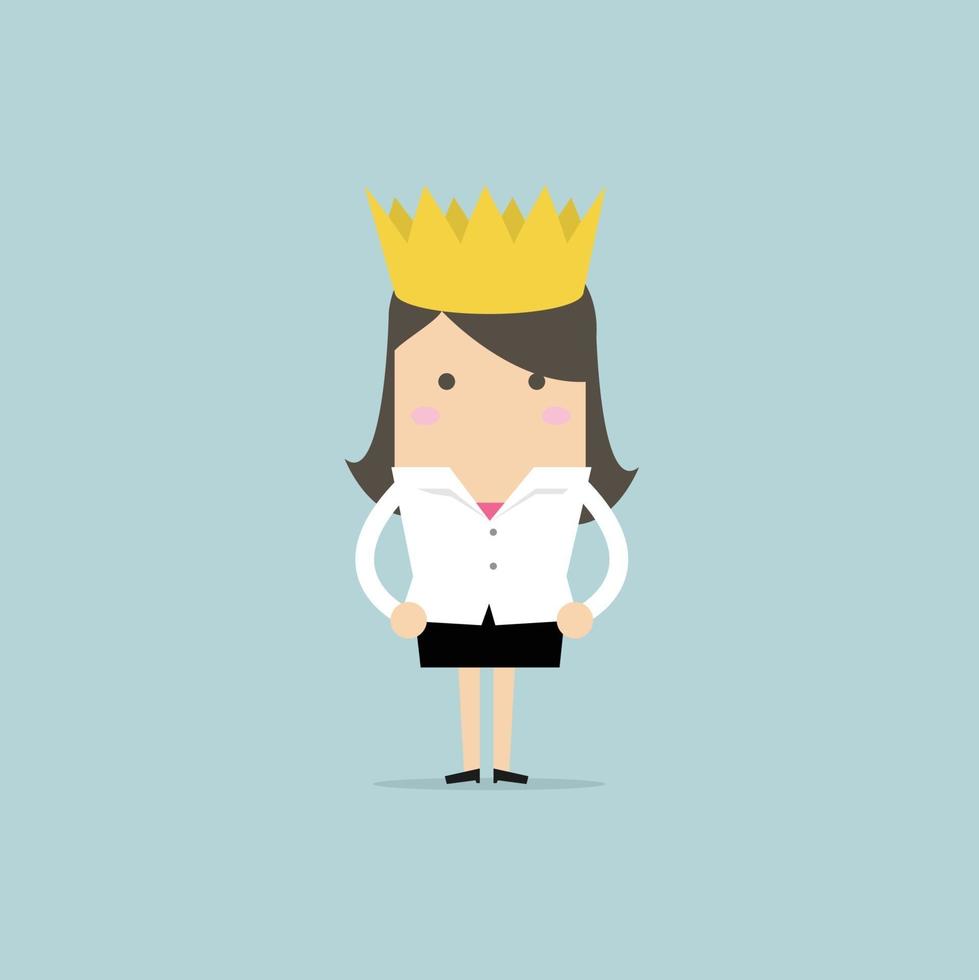 Businesswoman wearing a crown. vector