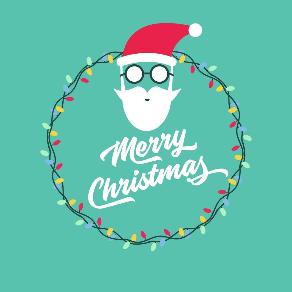 Merry Christmas and New Year Greeting card with Santa Claus face. vector