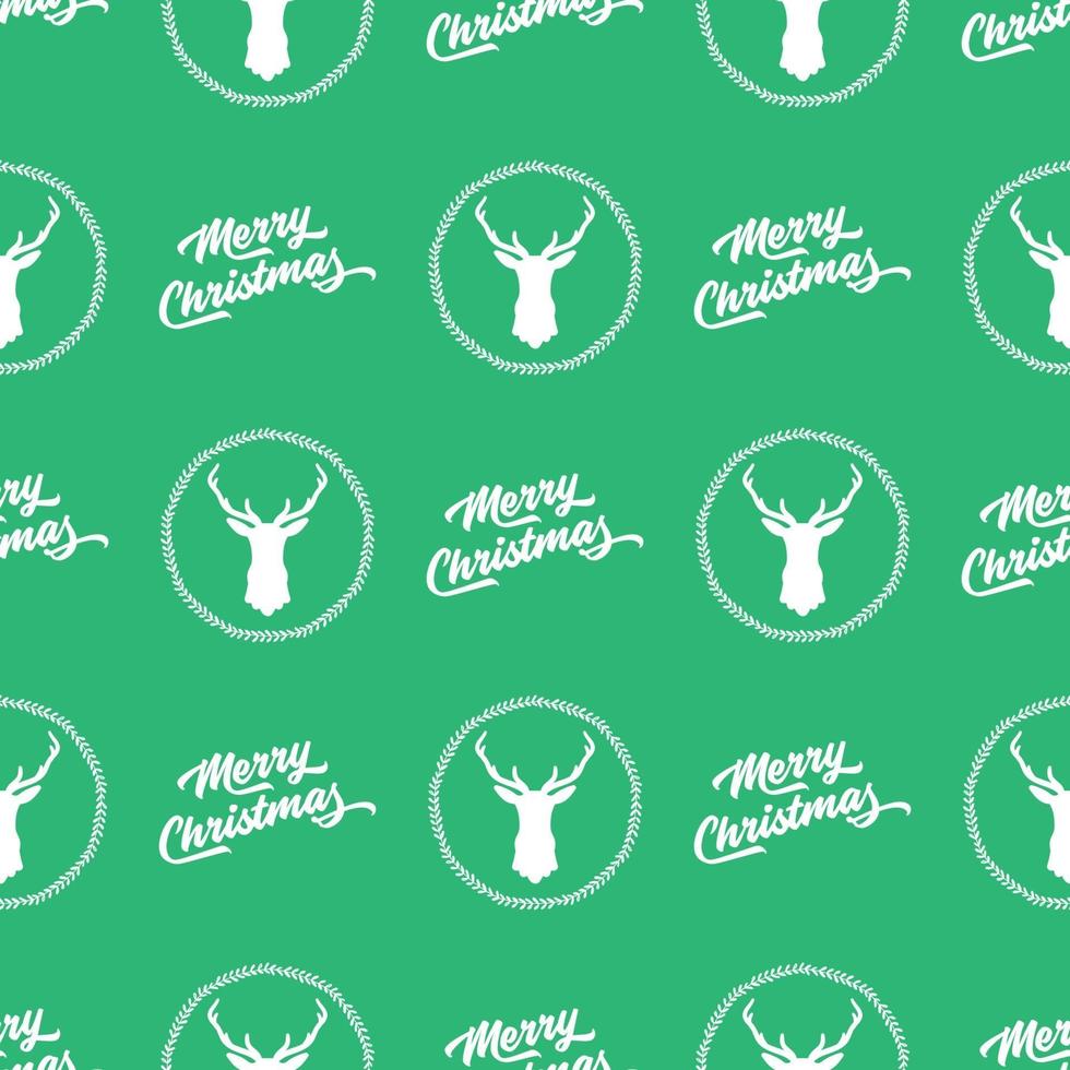 Green Seamless Merry Christmas pattern background. vector