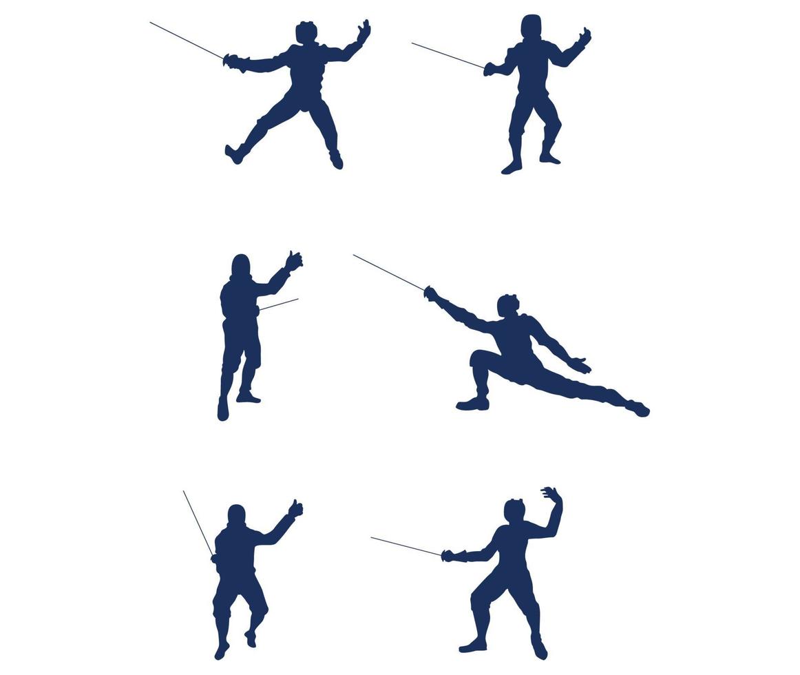 sets Fencing sport design 2020 games abstract illustration signs icons vector
