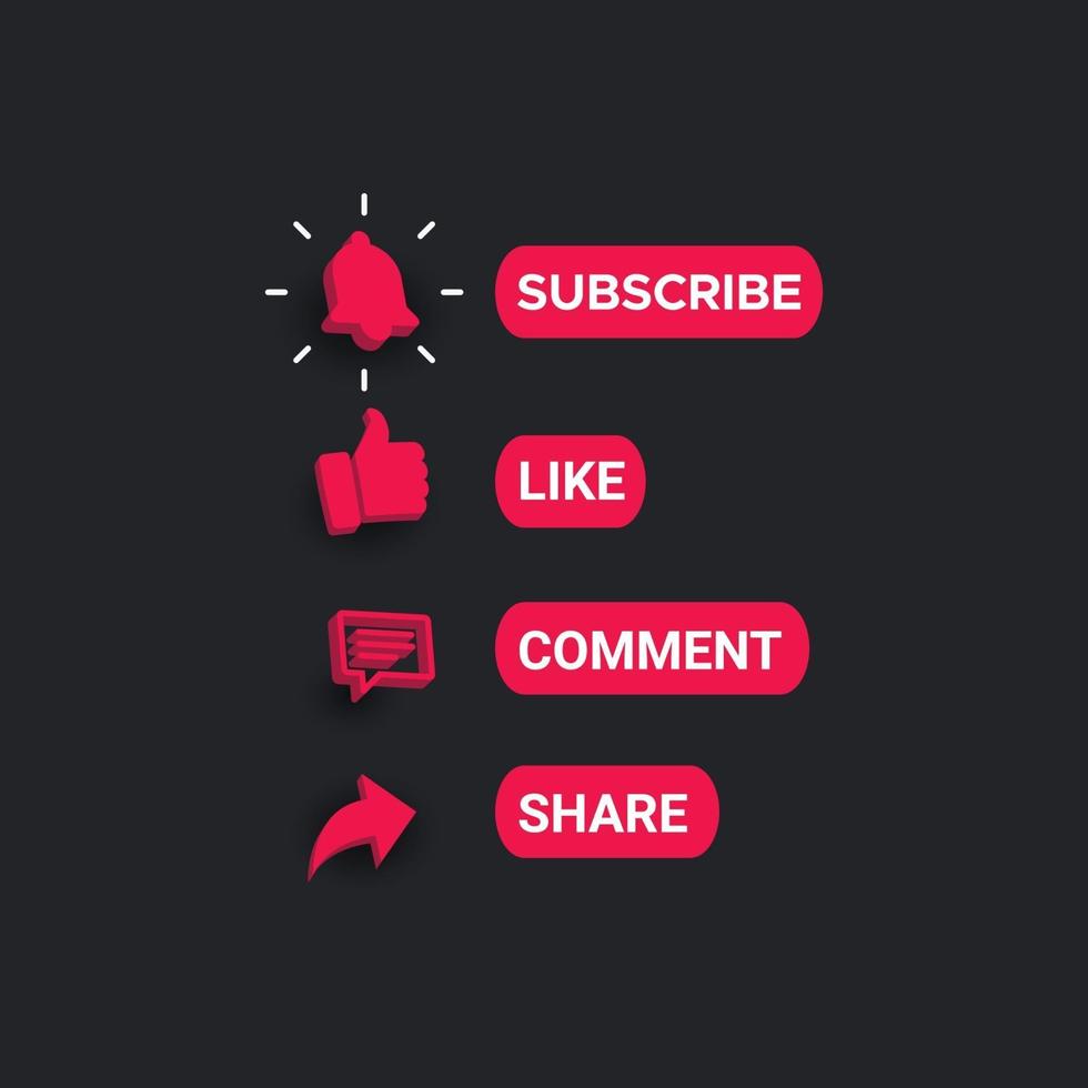 Subscribe like and share template. vector