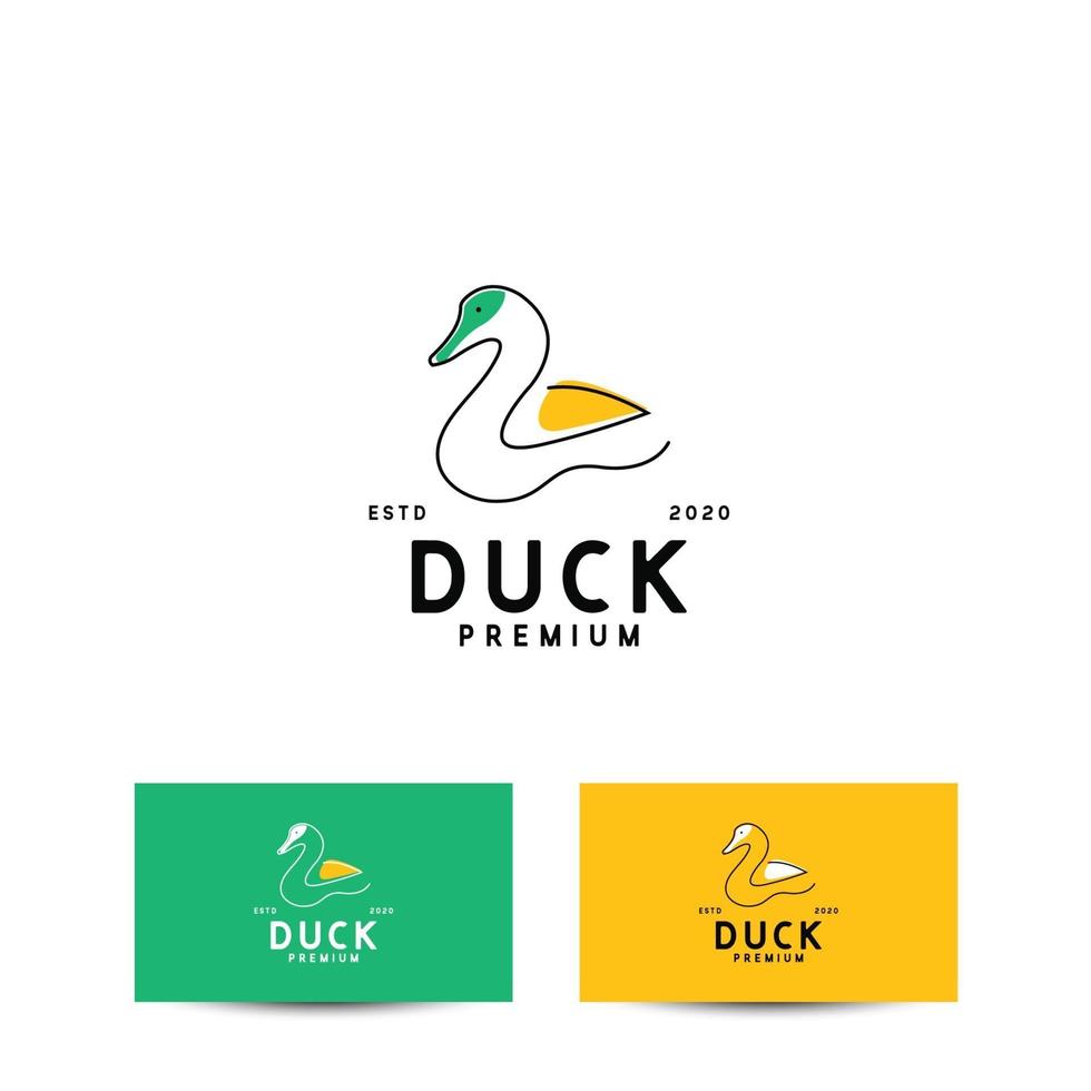 Line art duck logo design concept vector