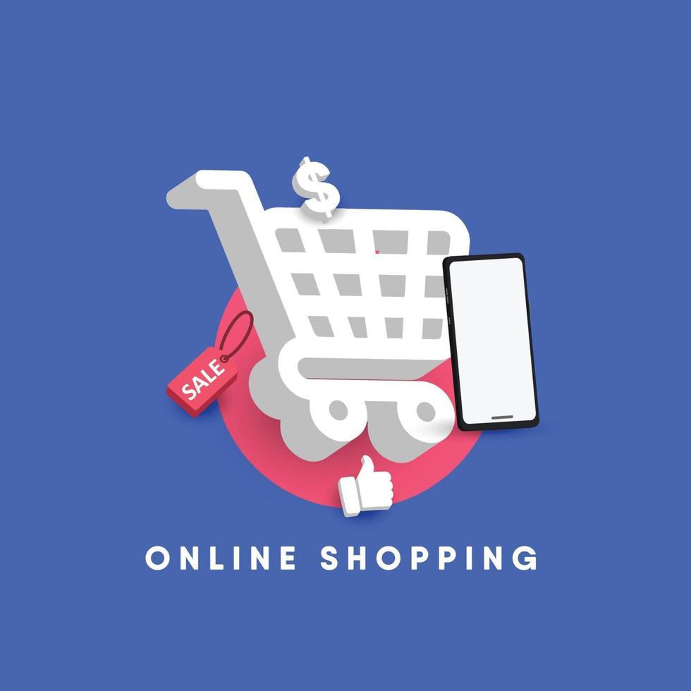 3d illustrations, online shopping design template vector