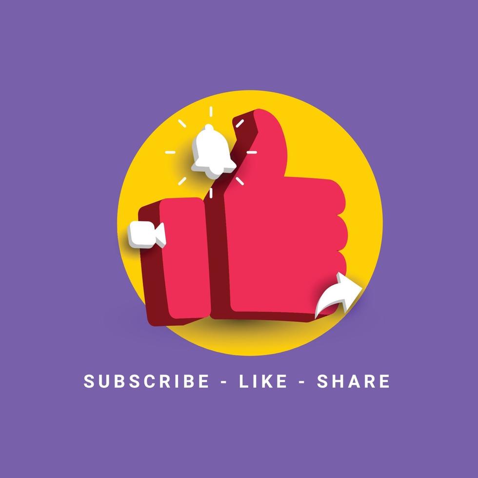 Subscribe like and share template. vector