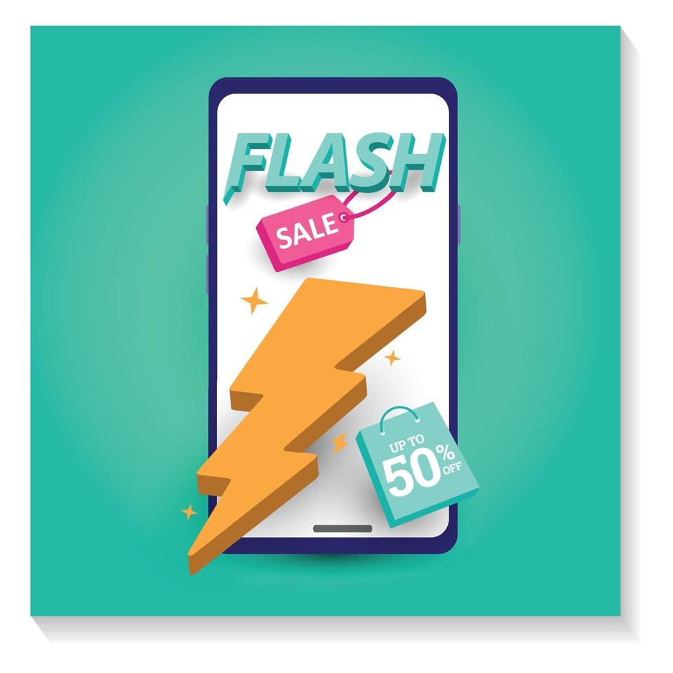 3d illustration, banners flash sale design template. vector