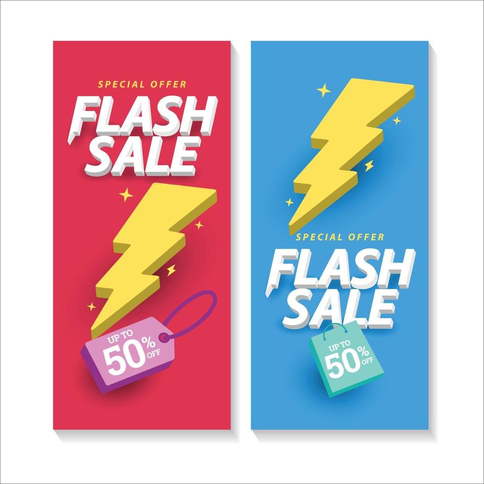 3d illustration, banners flash sale design template. vector