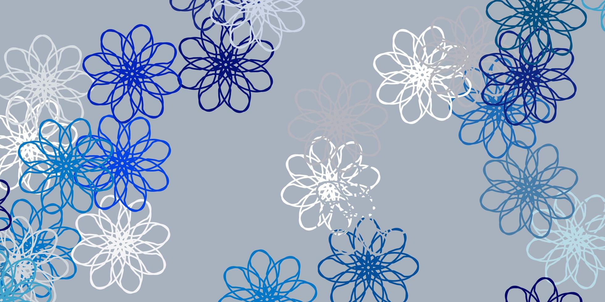 Light BLUE vector doodle template with flowers.