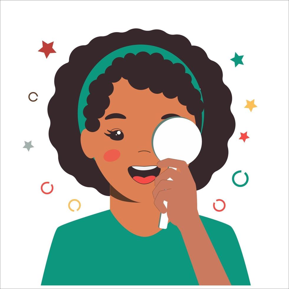 Children vision checkup in ophthalmological clinic. Optometrist check vector