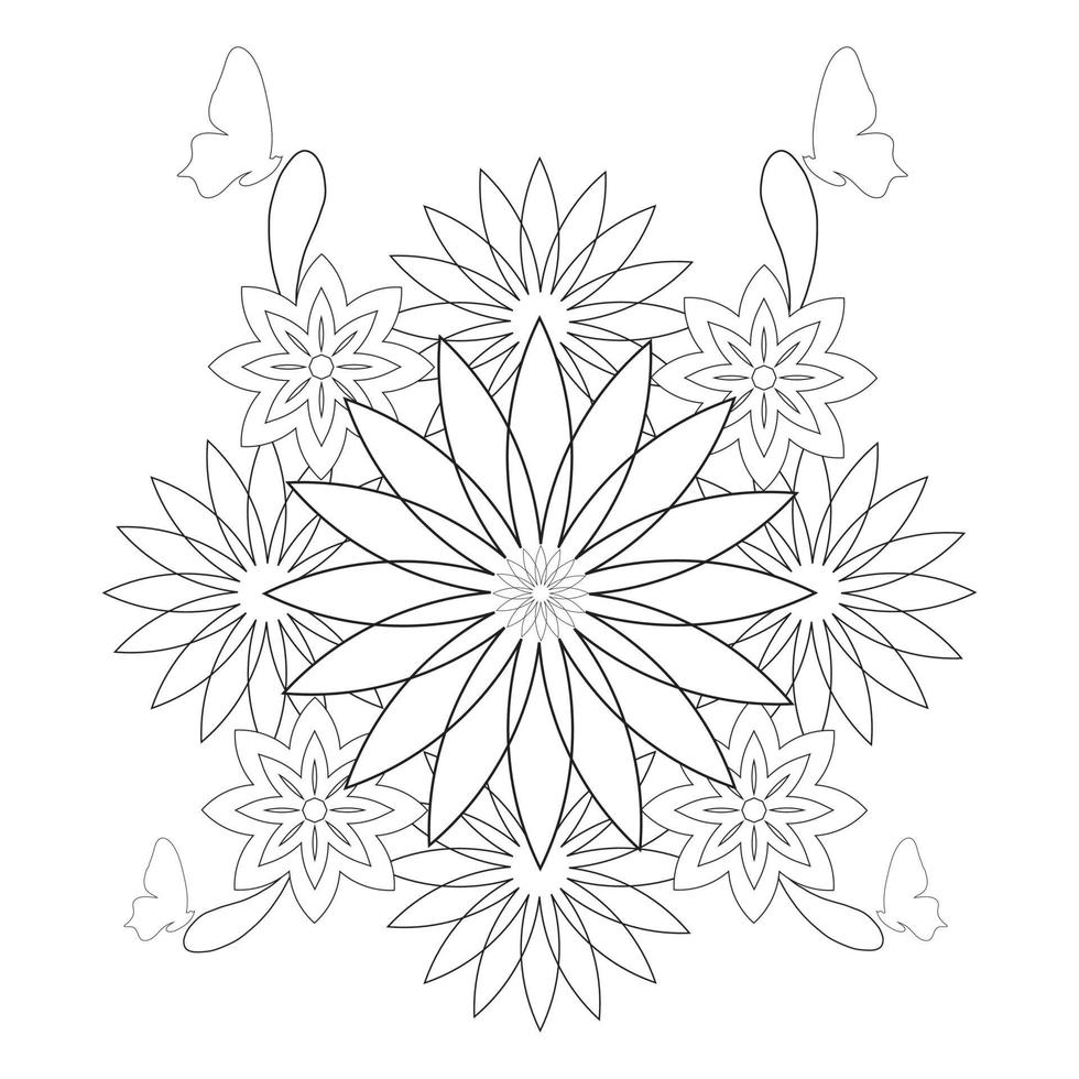 coloring book page. flower petals illustration vector