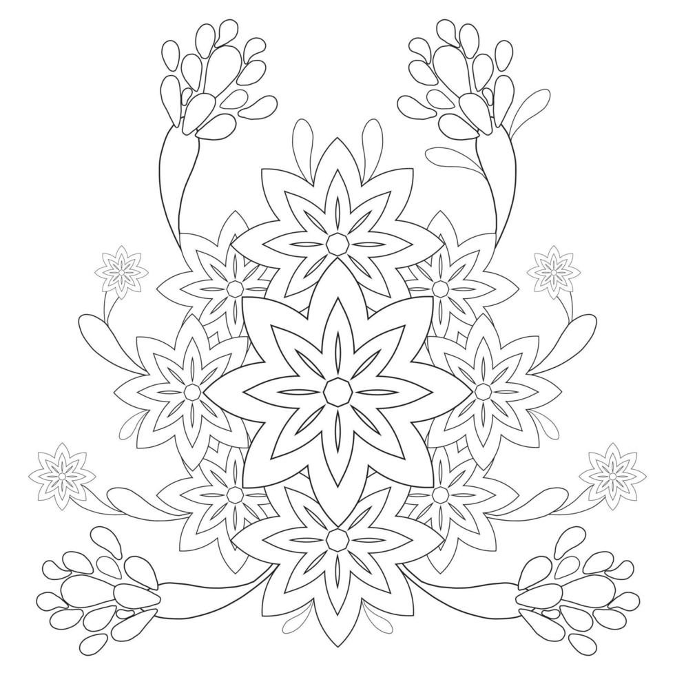 página de libro para colorear. ilustración de pétalos de flores vector