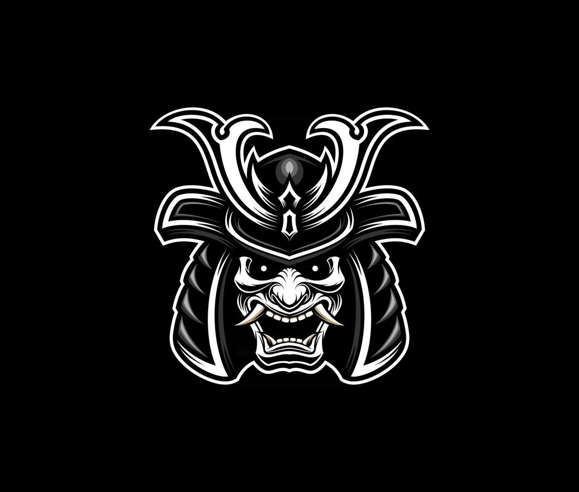 Black and white samurai mask vector