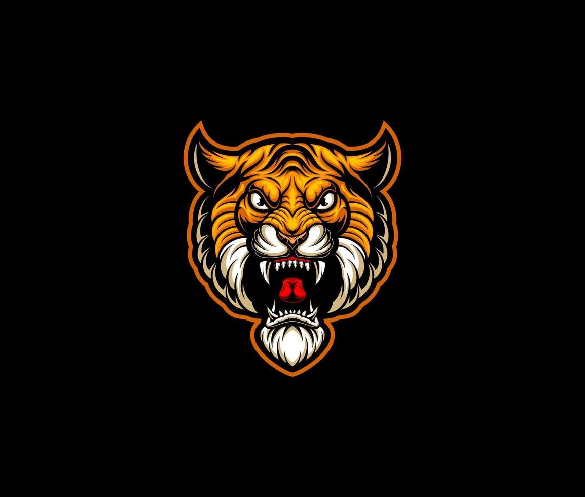 Angry tiger head illustration vector