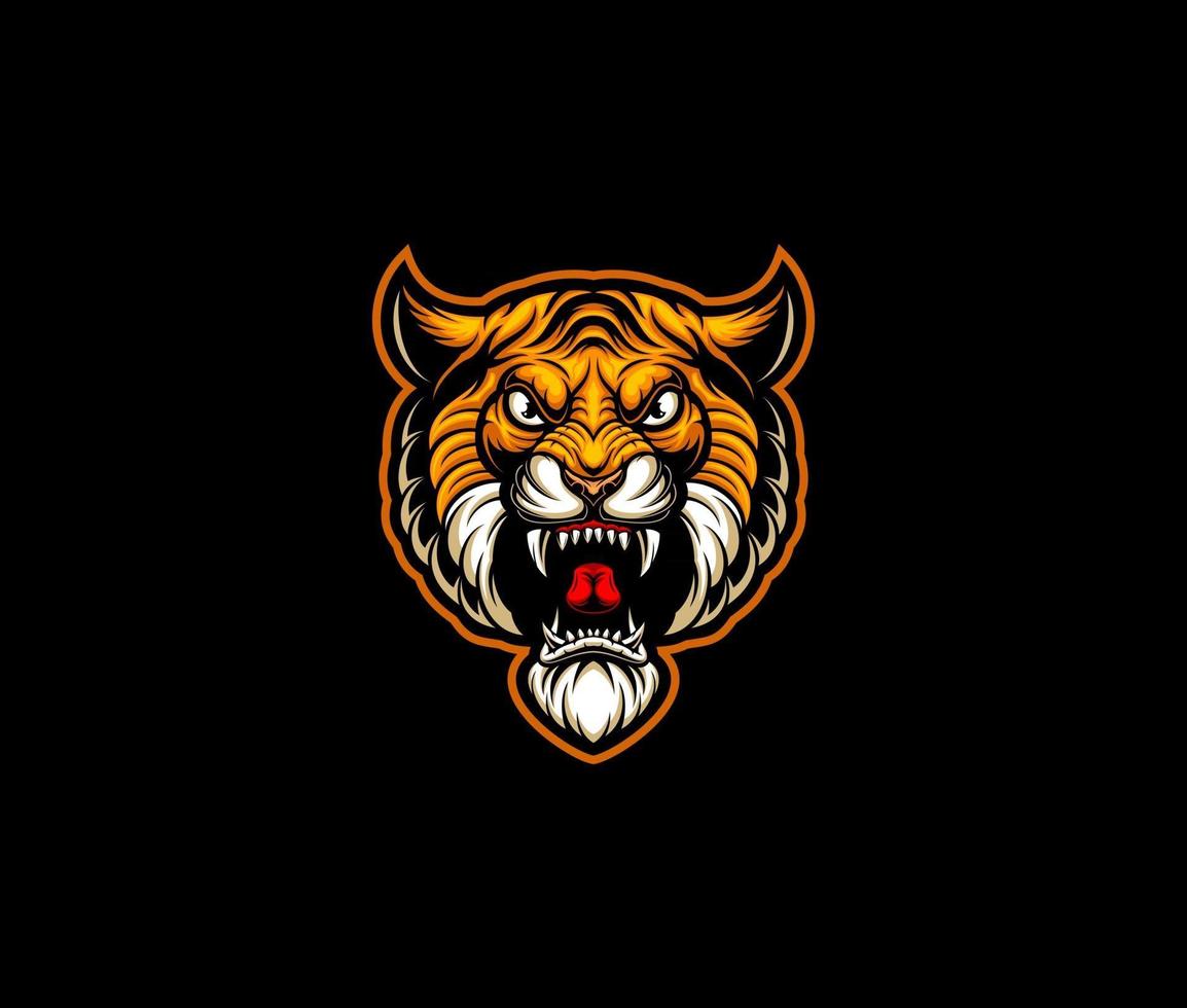 vector de ilustración de cabeza de tigre enojado