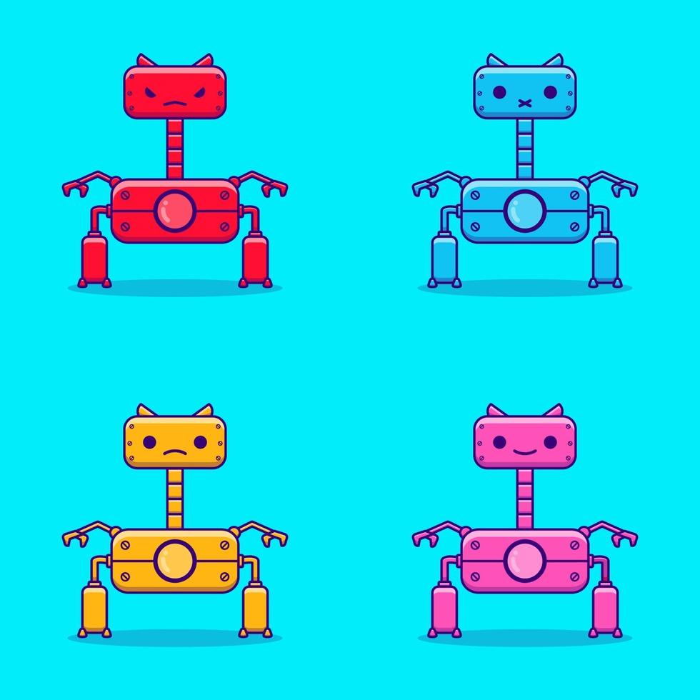 Cartoon illustration of cute color variation robot vector