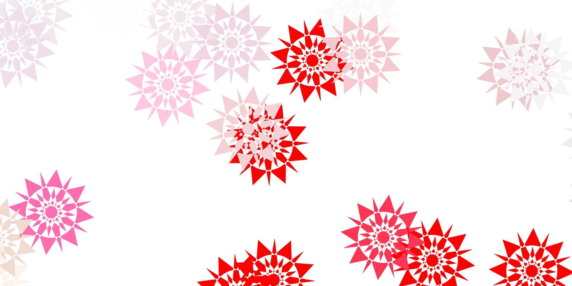 Light red vector beautiful snowflakes backdrop with flowers.