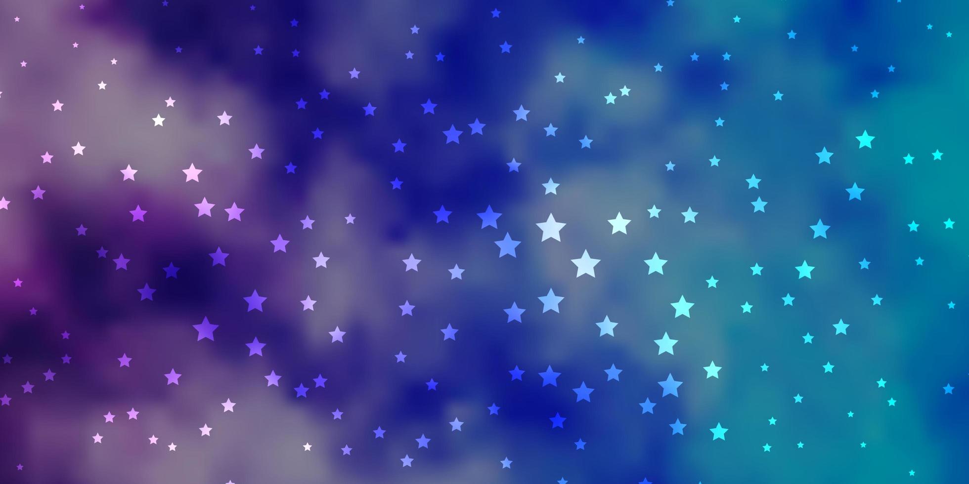 Dark Pink, Blue vector background with colorful stars.